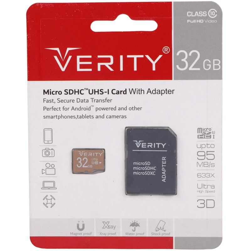 رم میکرو 32 گیگ وریتی Verity 633X U1 C10 95MBs + خشاب